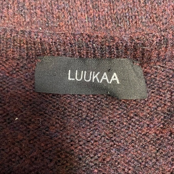 Luukaa Ricot Tunic with V-collar Burgundy Dress Size Medium - Picture 6 of 7